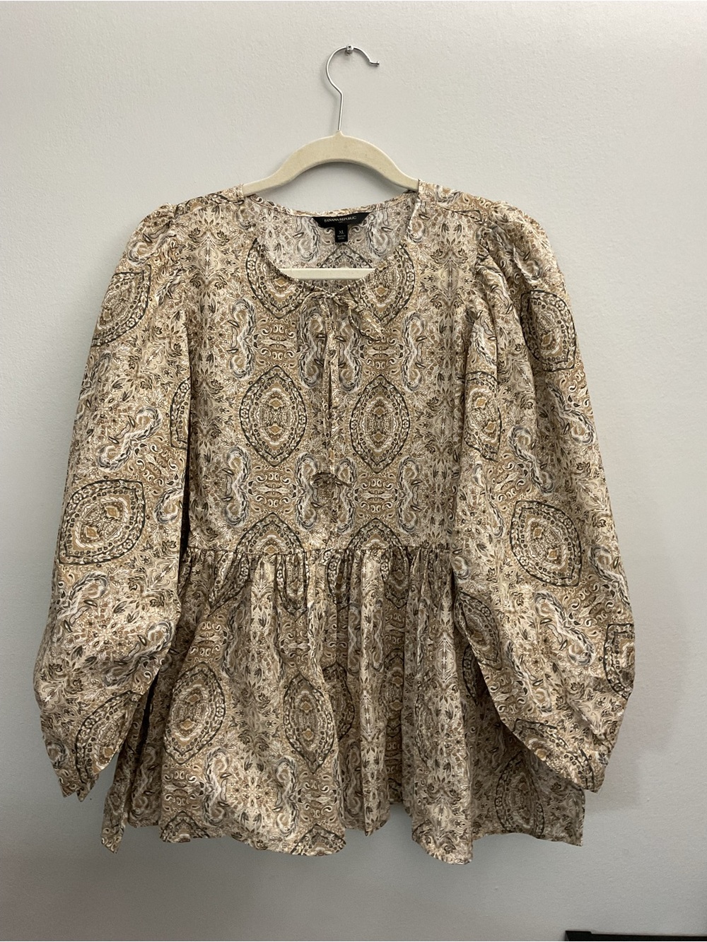 Banana Republic Beige Paisley Peplum Tunic